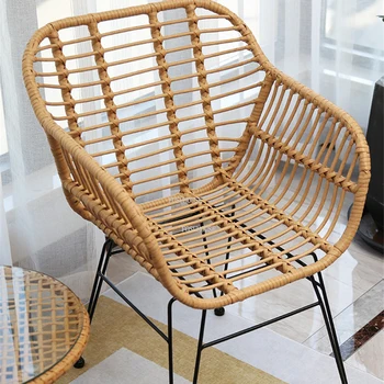 Дизайнерские стулья для отдыха на балконе, в гостиной, Мебель для дома, Кресло со спинкой из Скандинавского ротанга, Кресло для отдыха в саду, диван-кресло