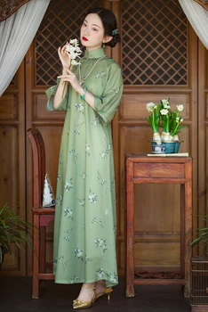 2023 китайское осеннее женское улучшенное платье qipao vintage qipao vestido festival party улучшенное шифоновое платье cheongsam pd