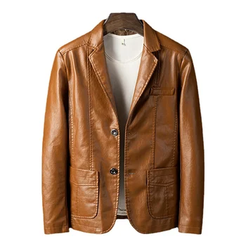 2023 осенне-зимняя кожаная мужская корейская версия, приталенный модный костюм, деловое пальто, кожаная куртка для отдыха, мужская мотоциклетная
