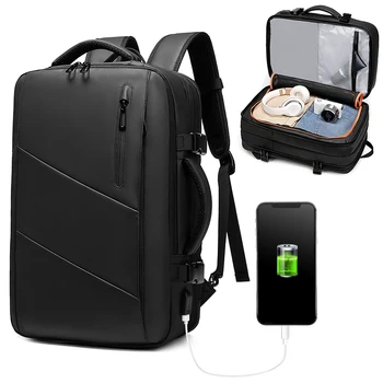 39-литровый Расширяемый Рюкзак с USB-Портом Для Зарядки, Водостойкий Складной Рюкзак Для Ручной Клади, Сумка Weekender для 17-Дюймового Ноутбука