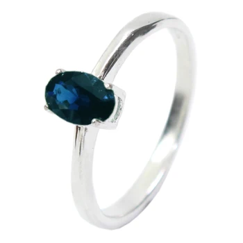 CoLife Jeweley Кольцо с натуральным китайским сапфиром 4 мм * 6 мм, Серебряное кольцо с синим сапфиром Deek, Ювелирные изделия с сапфиром из серебра 925 пробы