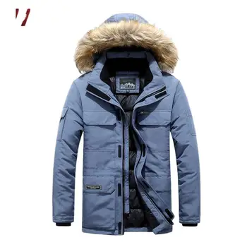 Высококачественная мужская повседневная модная меховая теплая толстая хлопчатобумажная куртка большого размера 6XL с несколькими карманами, зимние длинные парки с капюшоном, куртка