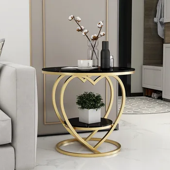 Диванные столики В гостиной, Роскошный золотой столик в скандинавском стиле, Круглый журнальный столик, Мраморные столики для гостиной, Передвижная мебель для дома в спальне