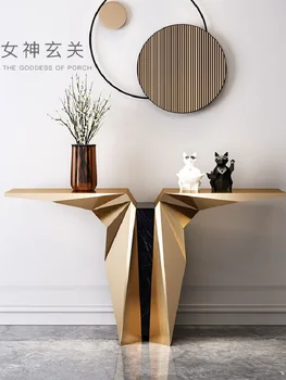 Итальянский светлый роскошный стол для входной веранды, стол для креативного украшения крыльца, выходящего на стену, стол для украшения коридора