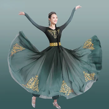 Костюмы для Синьцзян-уйгурского танцевального представления, танцевальная одежда для женщин из этнических меньшинств, Монгольское танцевальное платье, Национальная танцевальная одежда.