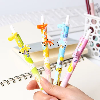 Милые мультяшные шариковые ручки Пластиковые Kawaii Корейские канцелярские принадлежности Необычная ручка с жирафом Школьные принадлежности подарки