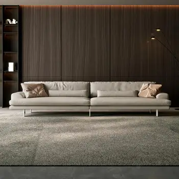 Современный минималистичный кожаный диван Hardy с верхним слоем из воловьей кожи для гостиной, небольшой бытовой прибор, простая комбинация прямых рядов