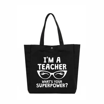 Сумка-тоут с принтом Techer Superpower, подарок ко Дню учителя, женская сумка с забавными буквами, сумка для книг, Рабочая сумка большой емкости