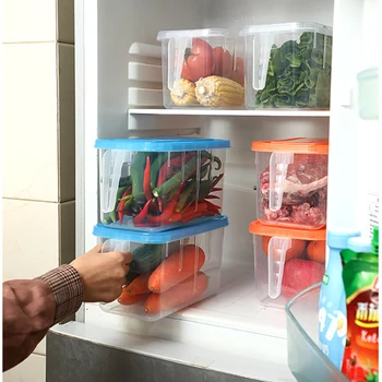 Ящики для хранения в холодильнике, Контейнер для хранения продуктов, Диспенсер для еды большой емкости для кухни, Прозрачный Герметичный органайзер для продуктов, 5 л